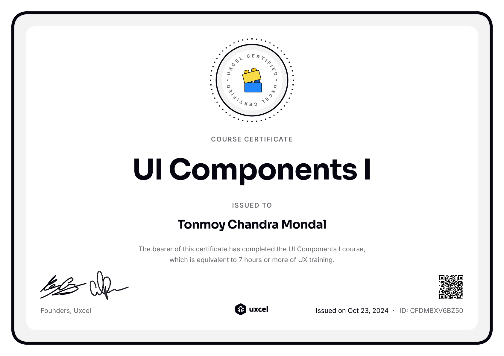Tonmoy Chandra Mondal's certificate